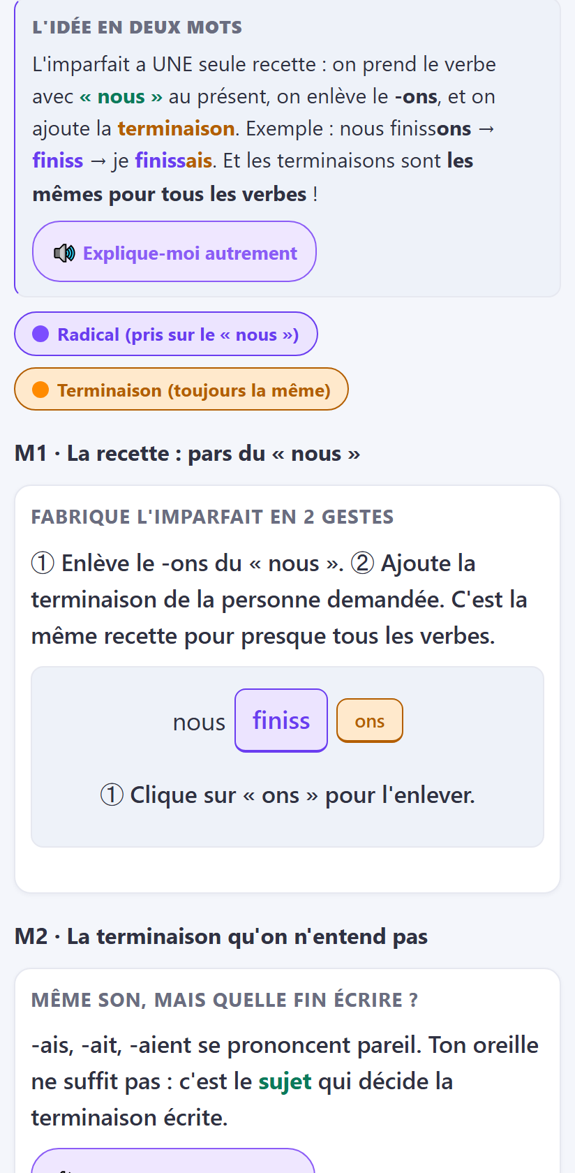 On construit l'imparfait en 2 gestes